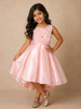 Peach Oversized Floral Satin Kids Gown