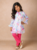 White Kids Salwar Suit Adorned with Flower Designs