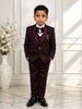 Wine Beads Embroidered Kids Party Wear Polyester Suit Set