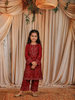 Maroon Floral Beads Embroidered Design Georgette Kids Salwar Suit