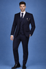 Midnight Blue  Solid Men's Suit  with Chain Brooch Detailing