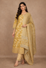 Yellow Floral Printed Cotton Salwar Suit With Dupatta