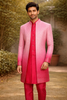 Pink Ombre Sequin Embroidered Jacquard Sherwani Suit
