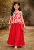 Hot Pink Floral Printed Crepe Party Wear Palazzo Suit for Girls