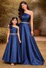 Ink Blue Satin Gowns for Mother & Daughter