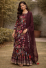 Brown Floral Designed Crepe Sharara salwar Suit