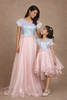 Pale Pink Sequin Gowns for Mother & Daughter
