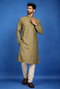 Mustard Yellow Floral Printed Cotton Kurta Set , With Pant