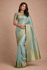Aqua Green Floral Woven Pure Kanchipuram Silk Saree