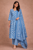 Sky Blue Leaf Designed Cotton Salwar Suit
