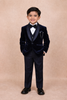 Navy Blue Kids Coat Suit with Glitter Design and Bow
