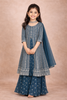 Pale Blue Mirror Embroidered Design Georgette Kids Palazzo Suit