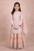 Light Pink Kids Lehenga Adorned with Sequins and Floral Design with Dupatta
