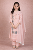 Onion Pink Floral Thread Embroidered Design Georgette Kids Salwar Suit