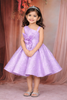 Lavender Floral Jacquard Design Net Party Wear Kids Frock