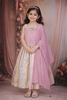 Lavender Beads and Mirror Embroidered Design Tissue Silk Kids Lehenga With Dupatta