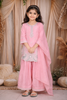 Baby Pink Floral Thread and Sequins Embroidered Design Tissue Silk Kids Palazzo Suit