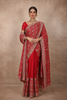 Rich Bridal Red Floral Zari Embroidered Design Georgette Saree with Grand Dupatta