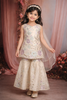 Soft Ivory Floral Sequins Embroidered Design Tissue Kids Sharara Suit with Dupatta