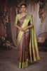 Mauve Purple Floral Zari Woven Design Pure Kanchipuram Silk Saree with Contrast Zari Border
