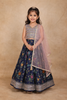 Navy Blue Floral Design Georgette Kids Lehenga