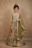Green Floral Sequins Design Chiffon Kids Lehenga