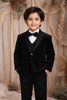Black Zigzag Beads Embroidered Kids Velvet Suit