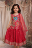 Queen Pink Floral Embroidered Design Georgette Kids Lehenga with Dupatta