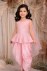 Pink Floral Embroidered Satin Kids Patiala Salwar Suit