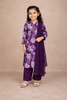 Purple Floral Printed Cotton Kids Salwar Suit with Dupatta