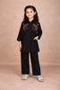 Black Floral Embroidered Cotton Kids Co-ord Set