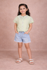 Olive Green Kids Top Adorned with 3D Flower and Stripes  Design