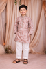 Brown Abstract Woven Design Cotton Kids Kurta Set