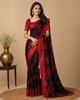 Black Floral Designed Soft Silk Saree