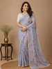 Pale Blue Floral Designed Georgette Fancy Saree