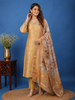 Coffee Brown Floral Design Printed Organza Salwar Suit
