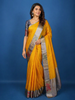 Yellow Solid Woven Design Pure Kanchipuram Silk Saree