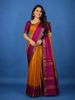 Mustard Yellow Solid Woven Pure Kanchipuram Silk Saree