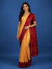 Yellow Checked Woven Pure Kanchipuram Silk Saree