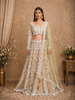 Light Yellow Net Bridal Lehenga with Floral Embroidery