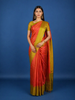 Tomato Red Geometric Design Zari Woven Soft Silk Saree