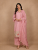 Pink Floral Designed Organza Salwar Suit