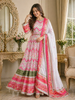 Ivory Multi-Floral Printed Anarkali Cotton Gown with Dupatta