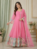 Pink Panel Designed Anarkali Georgette Gown