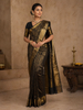 Black Floral Woven Pure Kanchipuram Silk Saree