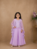 Lavender Sequin And Bead Embroidered Kids Georgette Palazzo Suit With Tassel Dupatta
