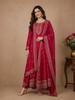 Pink Embroidered Designed Crepe Anarkali Salwar Suit