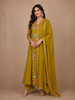 Mustard Yellow Floral Crepe Salwar Suit – Lightweight Festive & Casual Wear