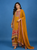 Mustard Yellow Floral Design Crepe Palazzo Salwar Suit