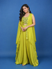 Lime Green Mirror Embroidered Crepe Skirt Top